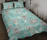 Cute koalas blue background pattern Quilt Bed Set