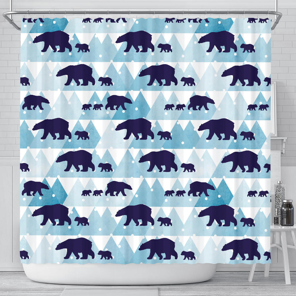 Polar Bear Winter Snow Pattern Shower Curtain Fulfilled In US