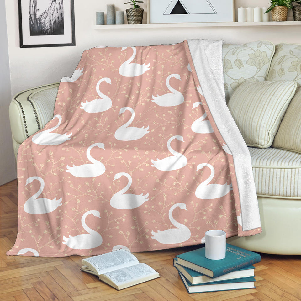 Swan Flower Light Pink Background Premium Blanket