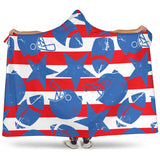 American Football Ball Star Stripes Pattern Hooded Blanket
