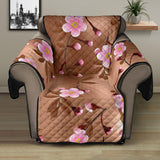Pink sakura cherry blossom drak brown background Recliner Cover Protector