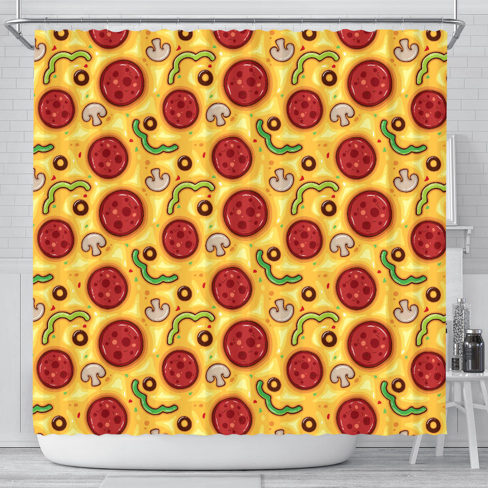 Pizza Texture Pattern Shower Curtain Fulfilled In US