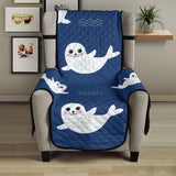 Cute white baby sea lion seal pattern Chair Cover Protector