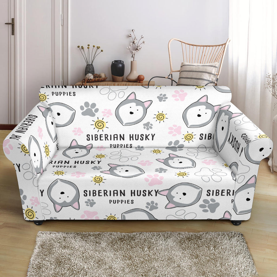 Siberian Husky Design Pattern Loveseat Couch Slipcover