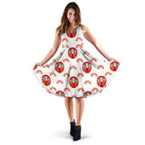 Daruma Japanese Wooden Doll Design Pattern Sleeveless Midi Dress