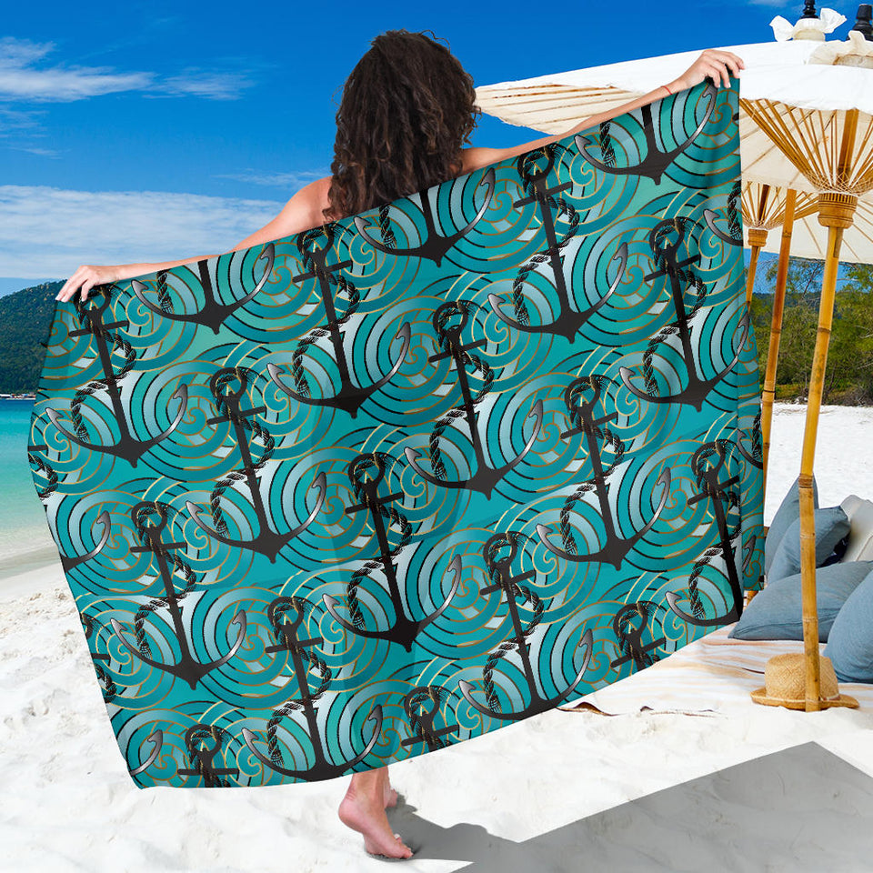 Anchor Nautical Green Background Sarong