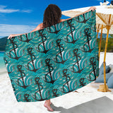 Anchor Nautical Green Background Sarong