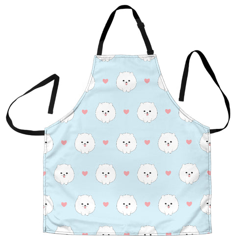White Cute Pomeranian Pattern Adjustable Apron