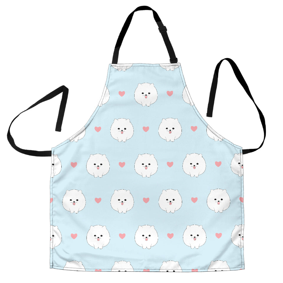 White Cute Pomeranian Pattern Adjustable Apron