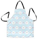 White Cute Pomeranian Pattern Adjustable Apron