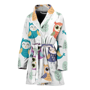 Cute Owl Pattern Women'S Bathrobe