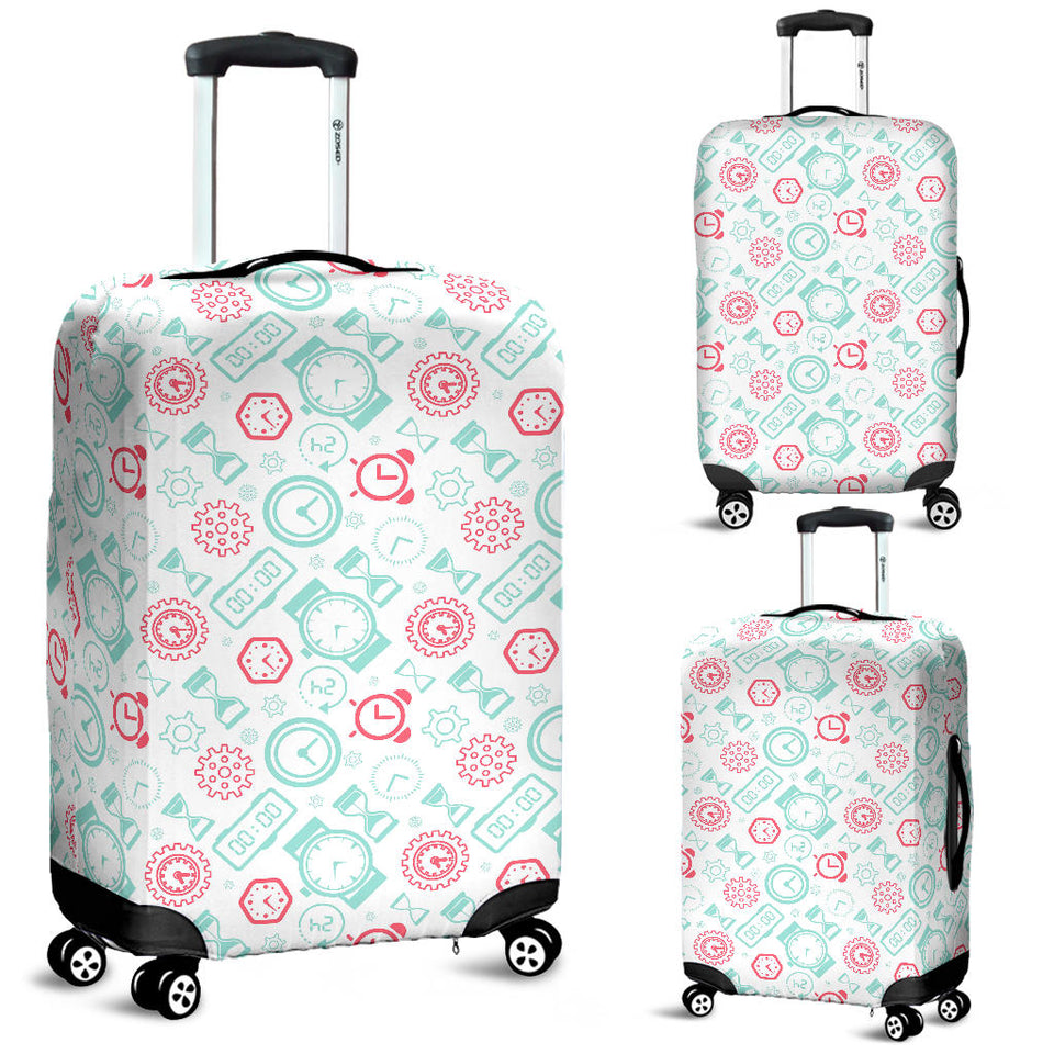 Clock Time Pattern Blackground Luggage Covers