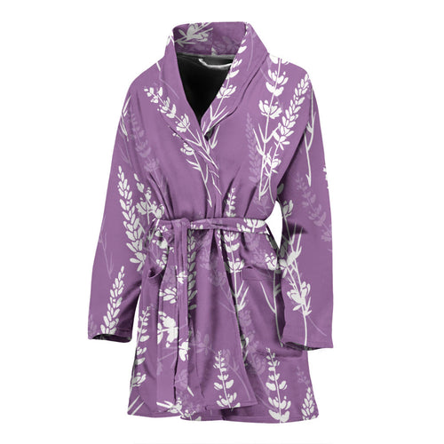 Lavender Flowers Purple Pattern Women'S Bathrobe