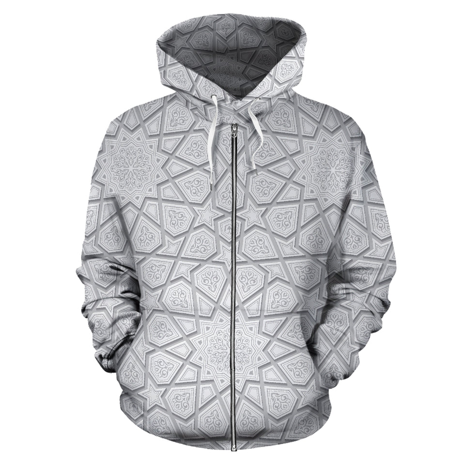 Arabic Star Pattern Zip Up Hoodie