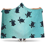 Sea Turtle With Blue Ocean Backgroud Hooded Blanket