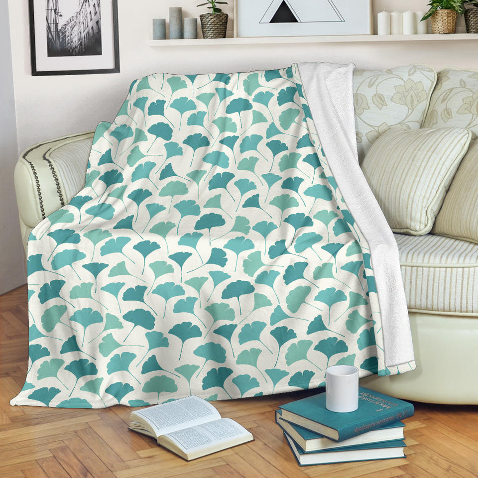 Green Ginkgo Leaves Pattern Premium Blanket