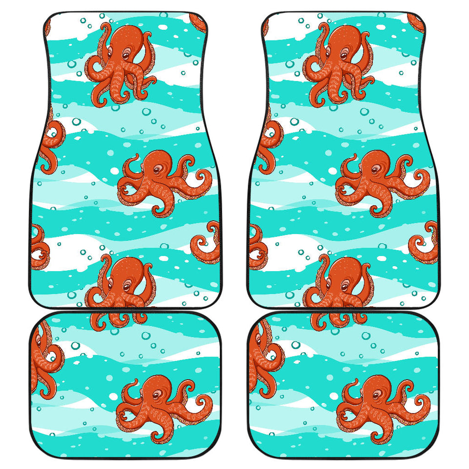 Octopuses Sea Wave Background Front And Back Car Mats