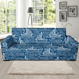 Hand Drawn Sailboat Pattern Sofa Slipcover