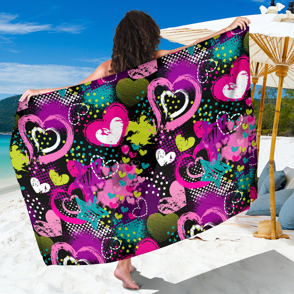 Heart Dot Wave Star Creative Design Pattern Sarong