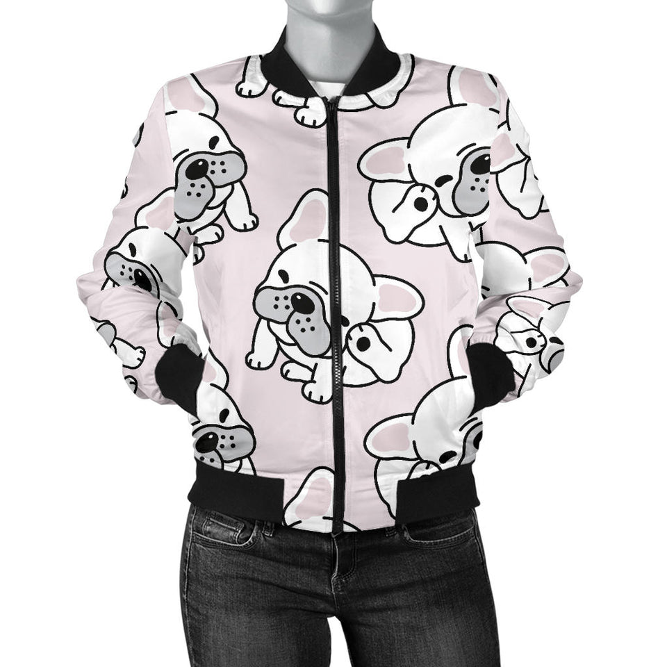 Cute French Bulldog Pattern Women'S Bomber Jacket