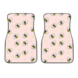 Cute Bee Flower Pattern Pink Background  Front Car Mats