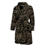 Luxurious Gold Lotus Waterlily Black Background Men'S Bathrobe