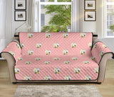Cute hamster cheese pattern pink background Sofa Cover Protector