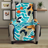 Cute sea otters fishe sea urchin pattern Chair Cover Protector