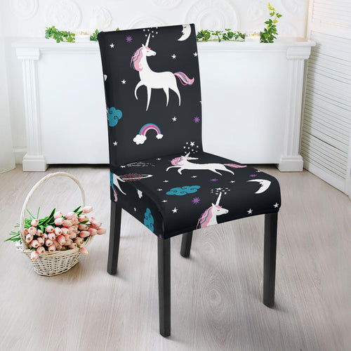 Unicorn Rainbows Moon Clound Star Pattern Dining Chair Slipcover