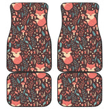 Fox Leaves Mushroom Pattern Front And Back Car Mats