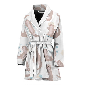 Cute Sea Otters Pattern Women'S Bathrobe