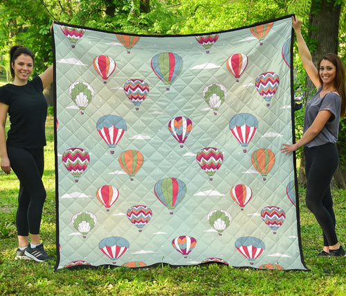 Hot Air Balloon Design Pattern Premium Quilt