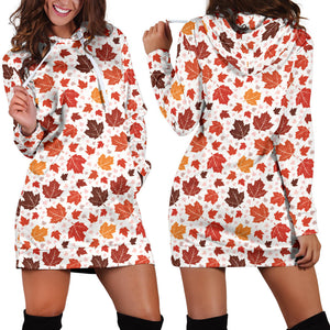 Colorful Maple Leaf Pattern Women'S Hoodie Dress