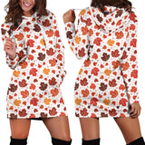 Colorful Maple Leaf Pattern Women'S Hoodie Dress