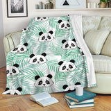 Panda Pattern Tropical Leaves Background Premium Blanket