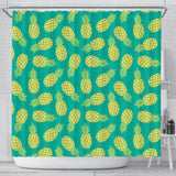 Pineapples Pattern Green Background Shower Curtain Fulfilled In US