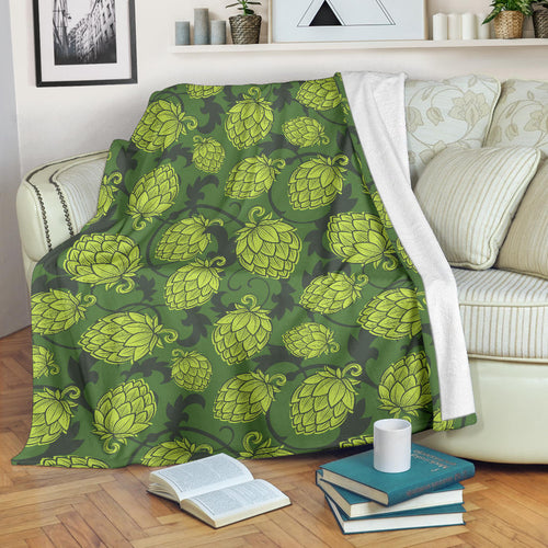 Hop Pattern Hop Cone Background Premium Blanket