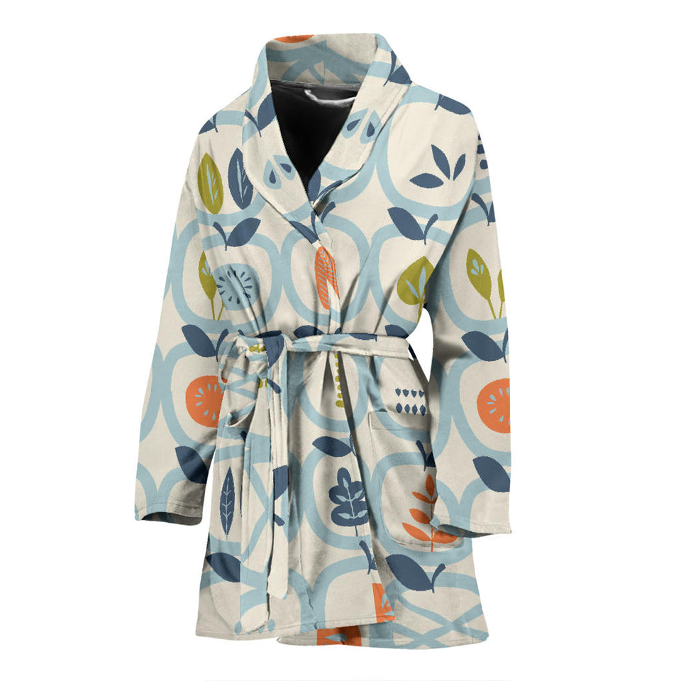 Apples Leaves Pattern Women'S Bathrobe