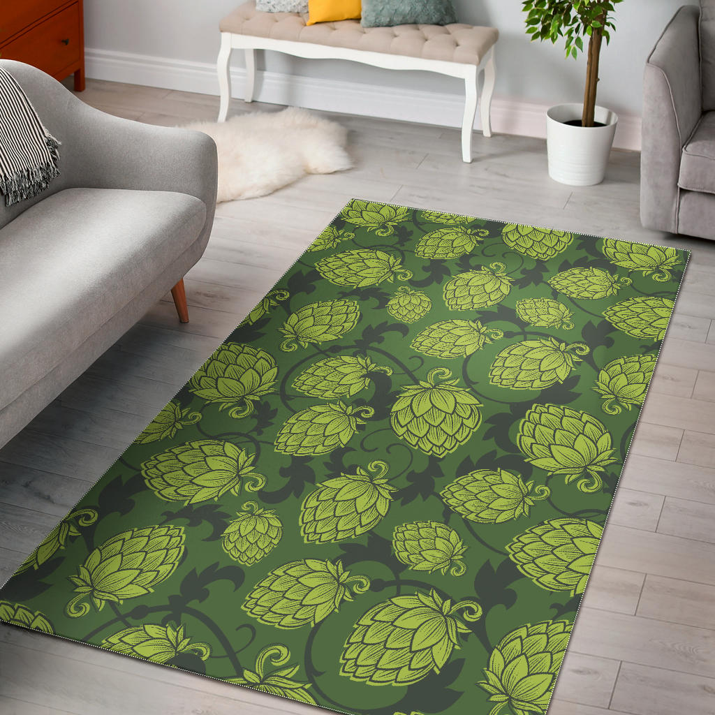 Hop Patternn Hop Cone Background Area Rug