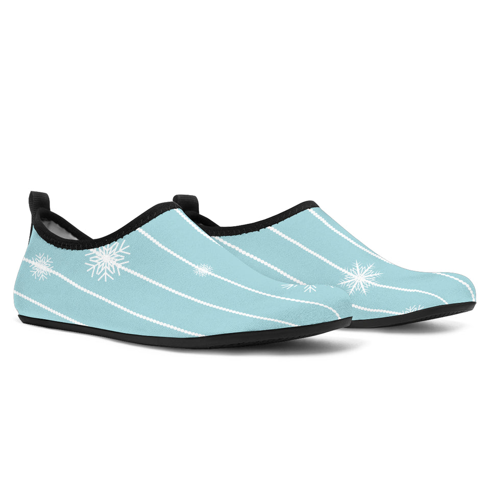 Snowflake Pattern Blue Stripe Background Aqua Shoes