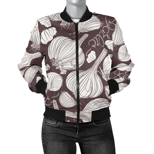 Garlic Bulb Dark Background Women'S Bomber Jacket