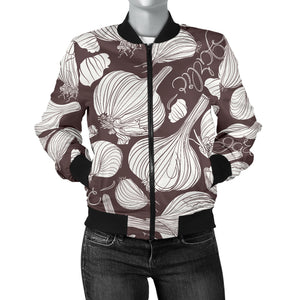 Garlic Bulb Dark Background Women'S Bomber Jacket