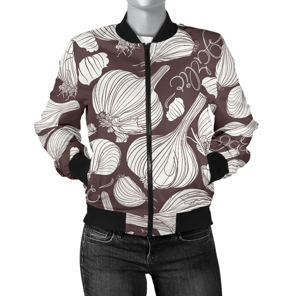 Garlic Bulb Dark Background Women'S Bomber Jacket