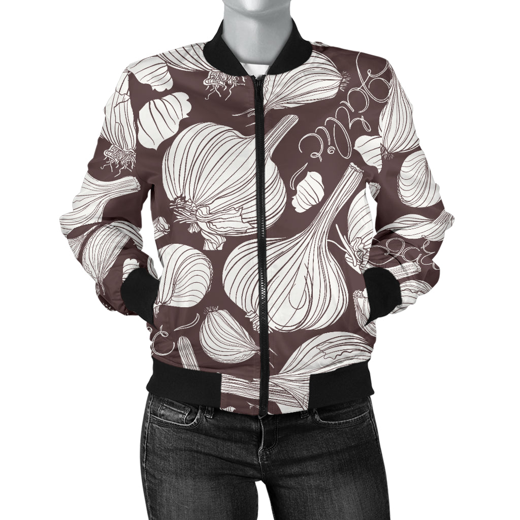 Garlic Bulb Dark Background Women'S Bomber Jacket
