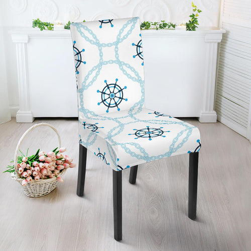 Nautical Steering Wheel Chain Dining Chair Slipcover