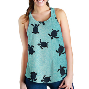 Sea turtle with blue ocean backgroud Women Racerback Tank Top