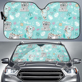 Cute Koalas Blue Background Pattern Car Sun Shade