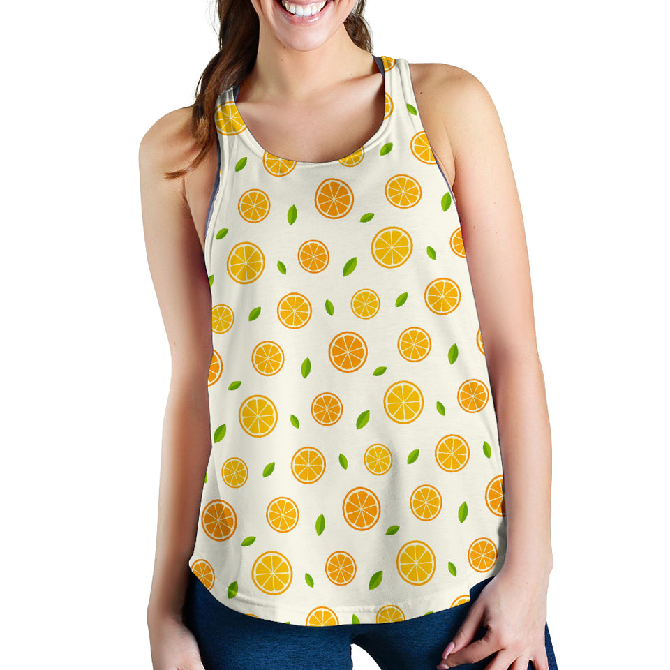 oranges leaves pattern Women Racerback Tank Top