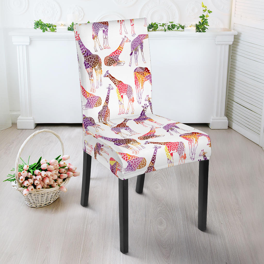 Giraffe Pattern Print Design 02 Dining Chair Slipcover