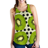 kiwi black dot background Women Racerback Tank Top